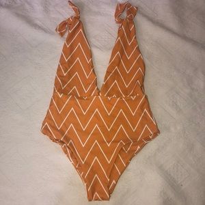 Yellow one piece bathing suit